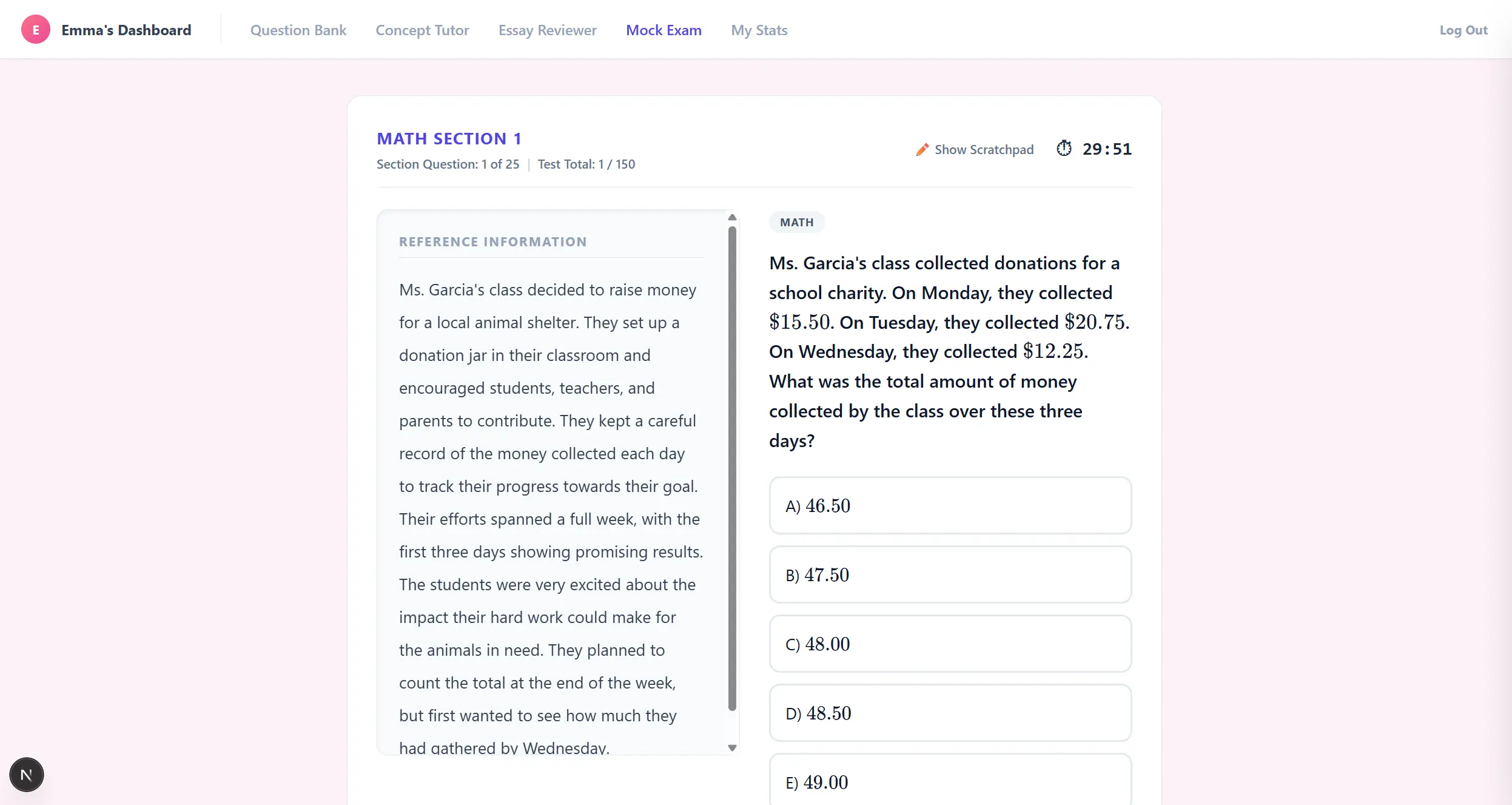 Mock Exam Interface
